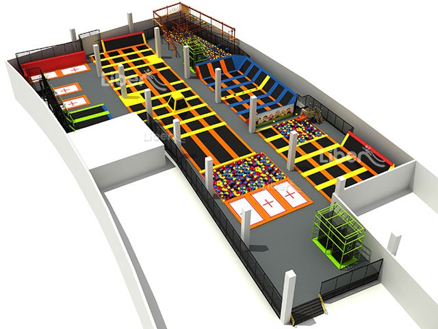 Large According to Room Size Trampoline Park Design